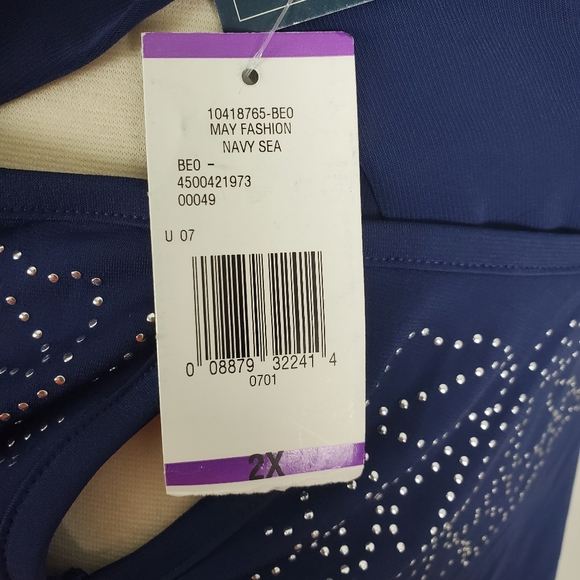 NWT Plus Size 2X Navy Sea Open Sleeve Blouse - Picture 5 of 5